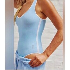 Free People FP Movement Power Play Bodysuit Baby Blue Size M/L Athletic Sporty